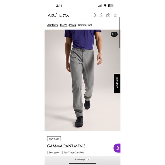 Arcteryx Men’s Gamma Teal Green Blue Lightweight Climbing Pant Size 36 Regular - Picture 10 of 12